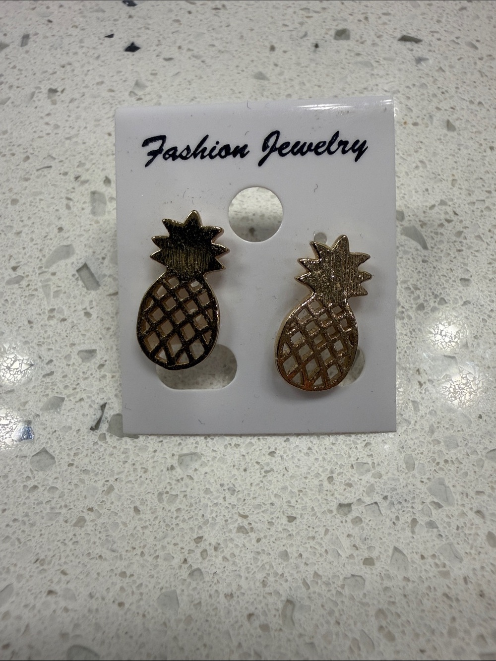 Fashion Jewelry Gold Pineapple Studs - Fashion Jewelry